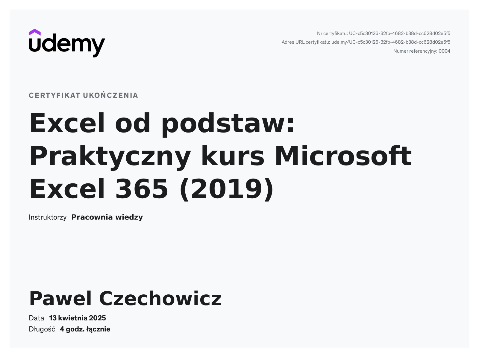 Certfikat Pracownia Wiedzy